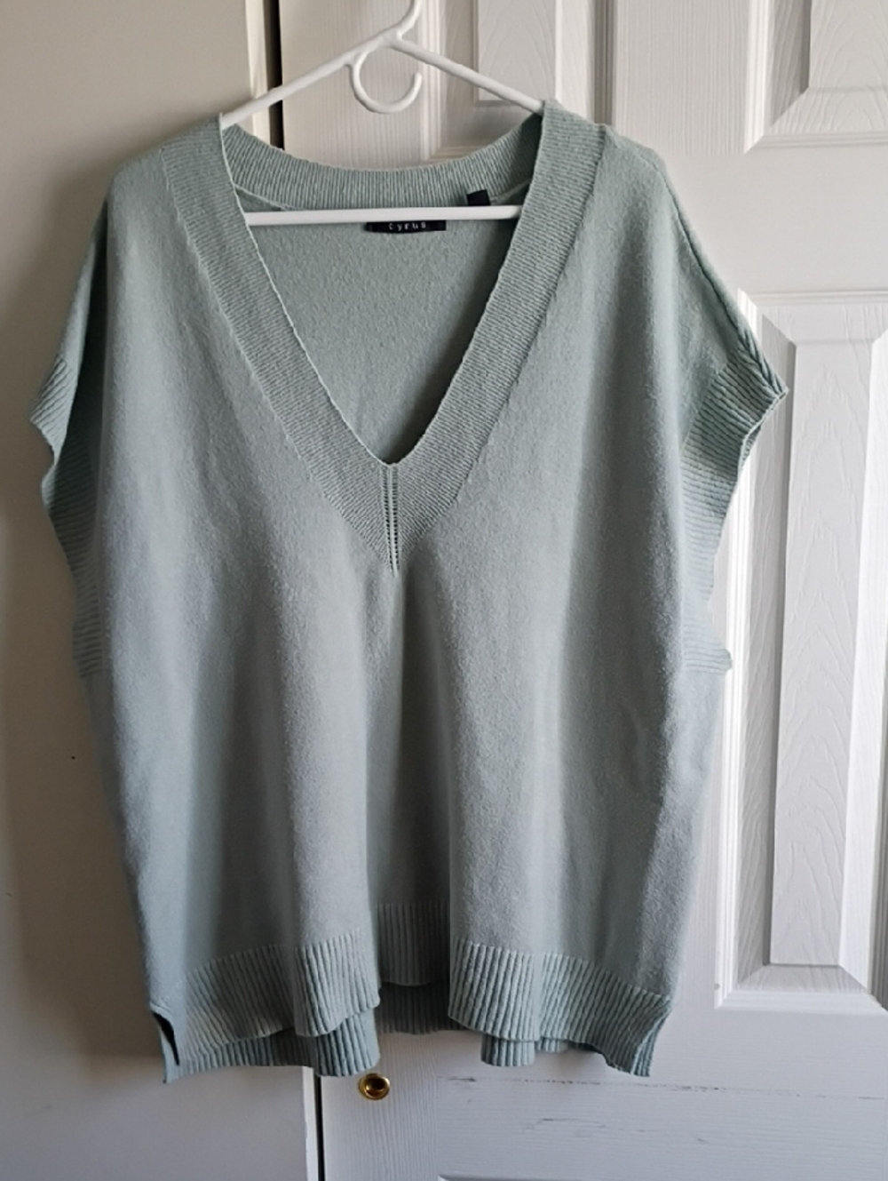 Cyrus Light Mint V-Neck Short Sleeve Sweater Vest